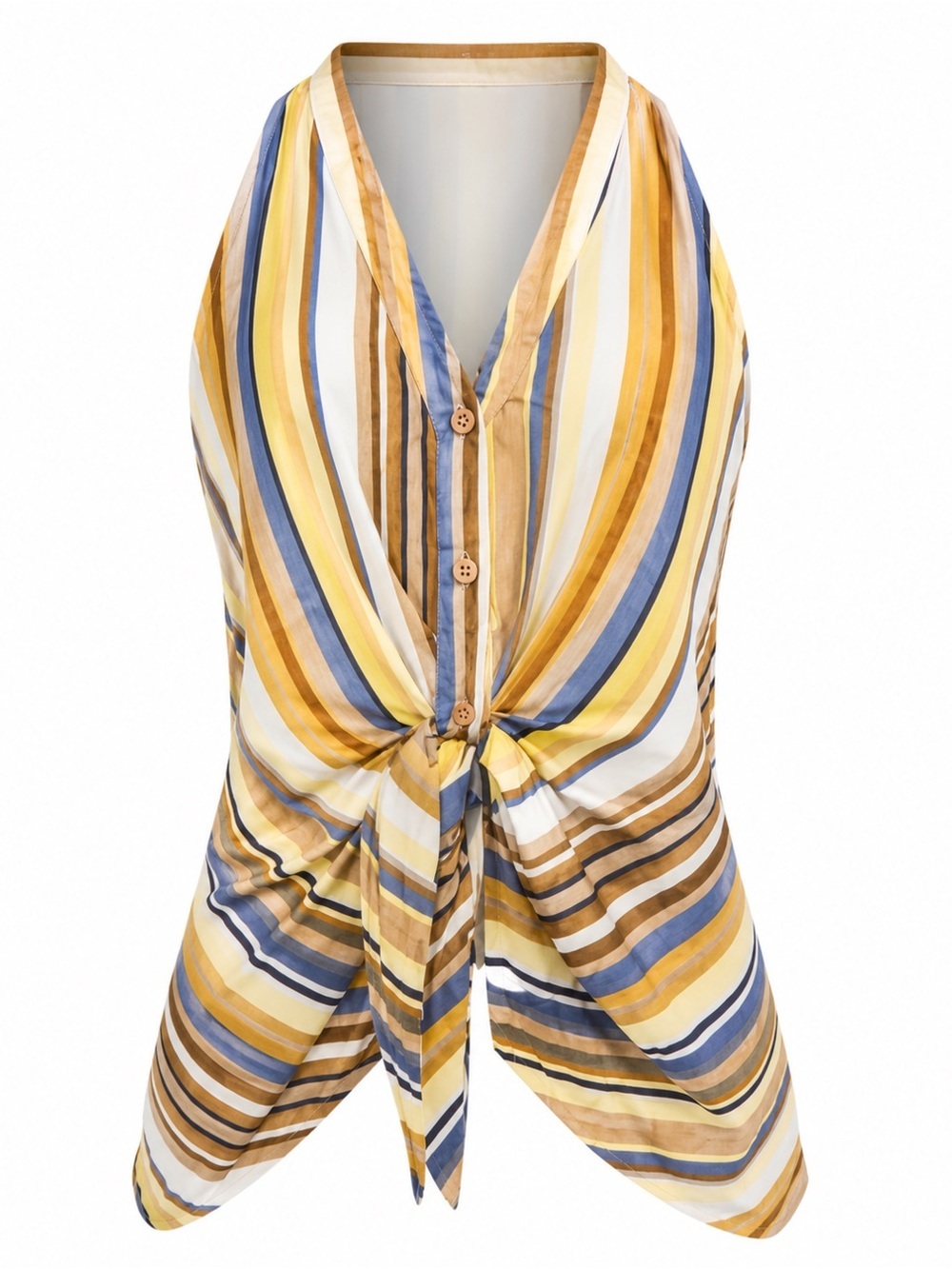 Drew lemon striped linen blend top, small